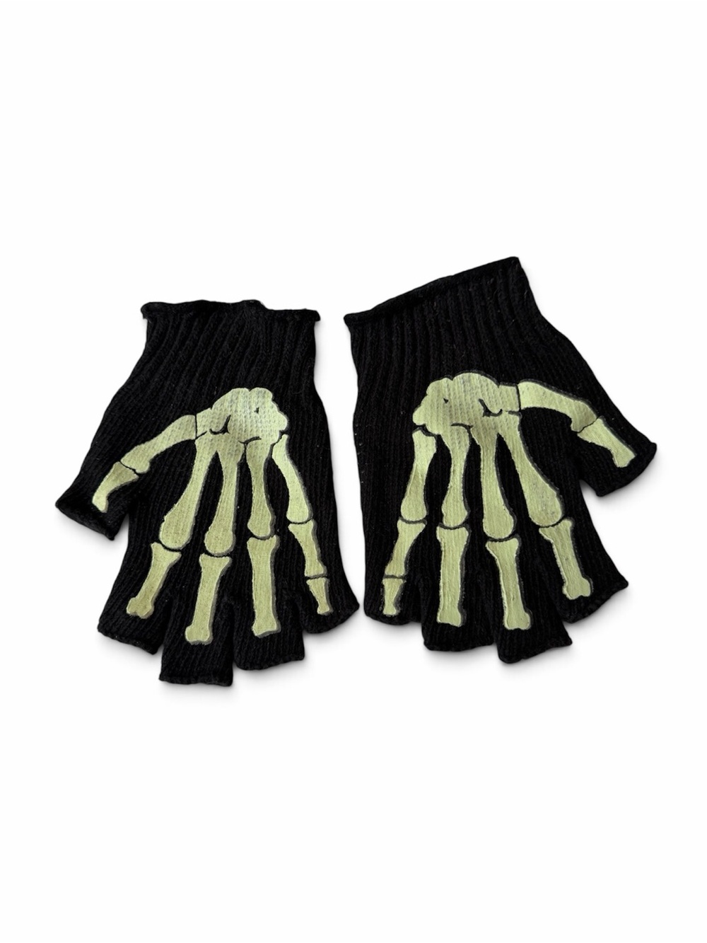 Halloween Skeleton Fingerless Gloves for Kids in Black